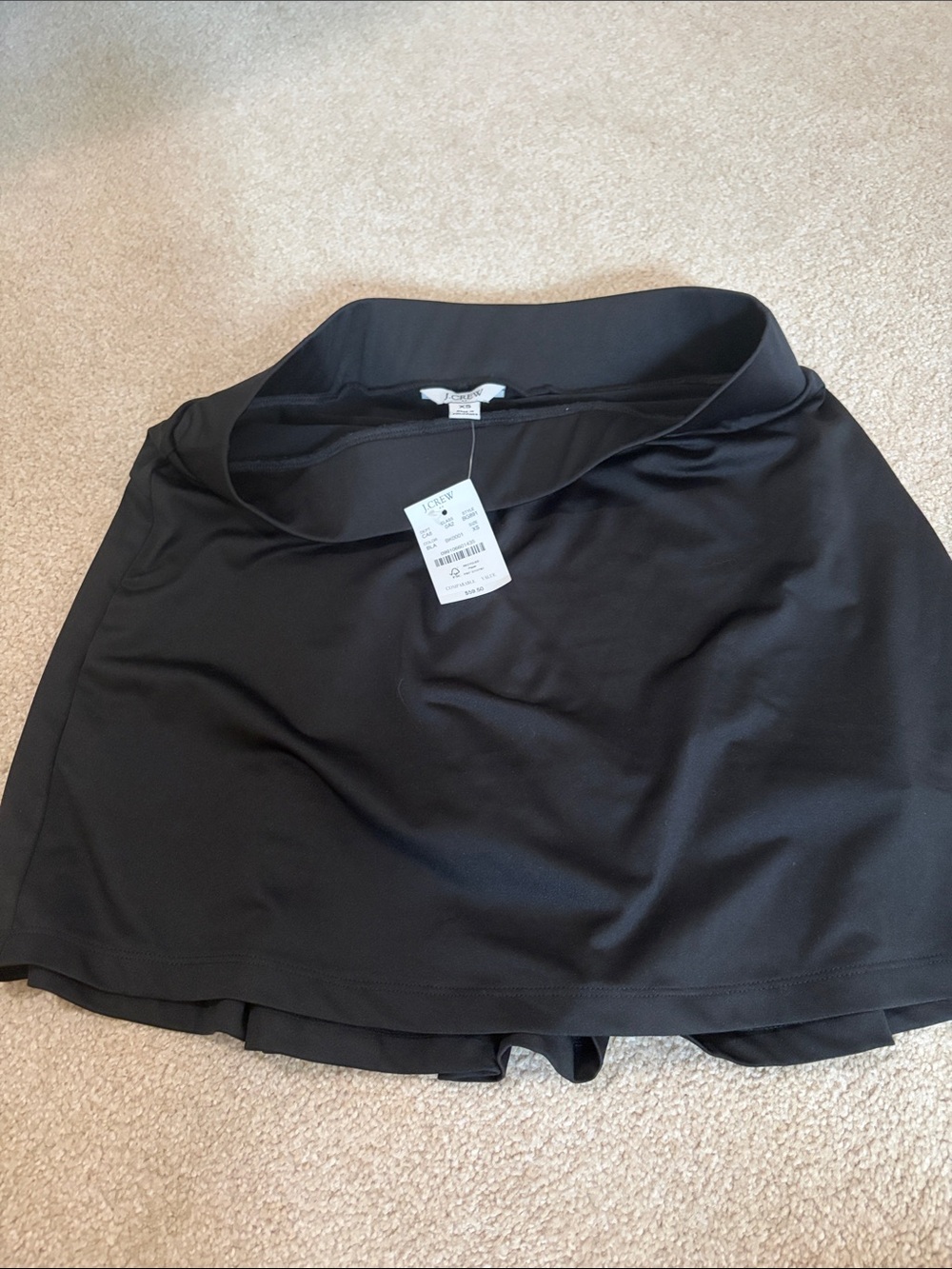 J crew extra small brand new Black Mini Skort — Sporty A-Line—shorts underneath